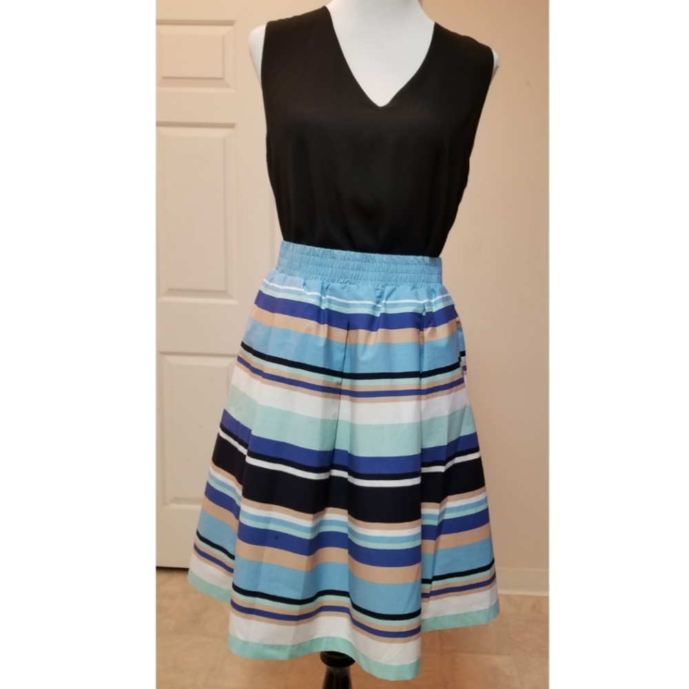 🆕️⬇️Jane and Delaney Multi Stripe Box Pleated Skirt